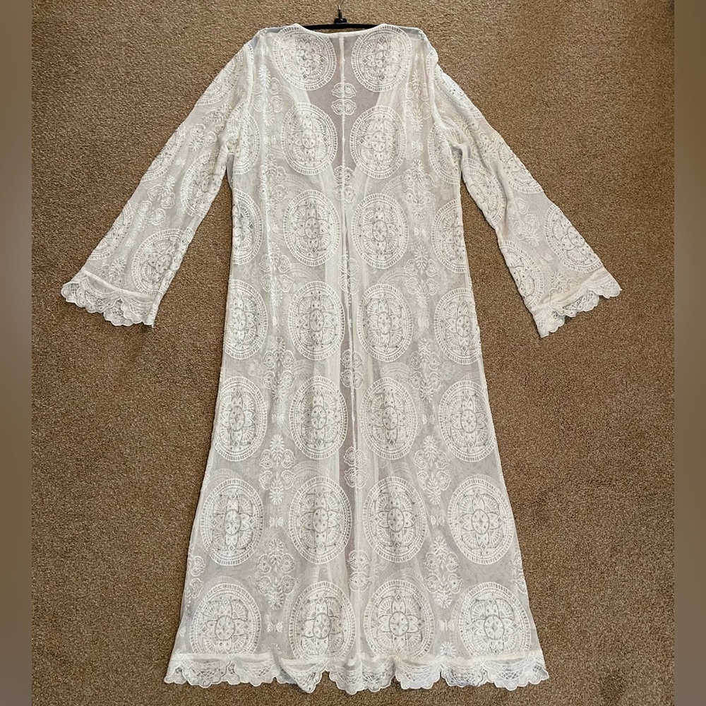 Boston Proper Ivory Lace Sequin and Bead Cardigan